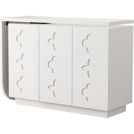 Drehbarer L-förmiger Eckschreibtisch 110 cm weiß aus MDF MODENUIT (1/5)