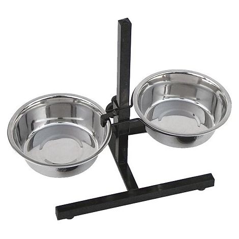 Double alimentateur rglable en hauteur de l'animal - capacit de 1,80 litre - Rf: 18103014