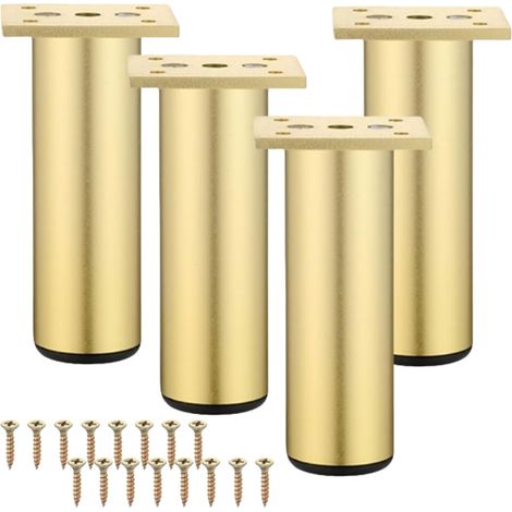 Lot de 4 pieds de meubles réglables en alliage d'aluminium, (doré, 20 cm) 200 mm, pour armoire, mobilier de bureau, canapé, métal (1/5)