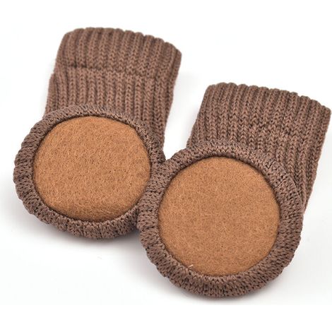 Chaussettes de meubles tricotées antidérapantes pour pieds de chaise, éviter les rayures, réduire le bruit, facile à déplacer, 24pcs, brun