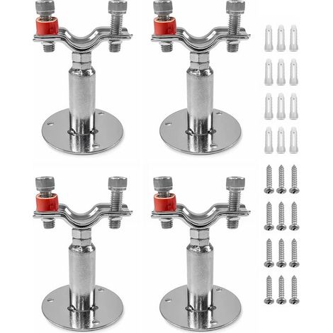 Kit de support de tuyau en acier inoxydable réglable – Compatible avec tuyaux de 2,5 cm – Options de montage au mur et au plafond – Comprend 4 supports de support, vis et chevilles (1/5)