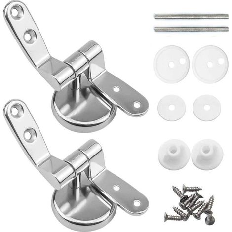 Charnières abattant WC Lot de 2 - Alliage de zinc - Antirouille - Fixation par le dessus