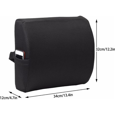 Coussin lombaire massant en mousse à mémoire de forme souple pour siège auto ou chaise de bureau, idéal pour les lombaires et le dos. (1/5)