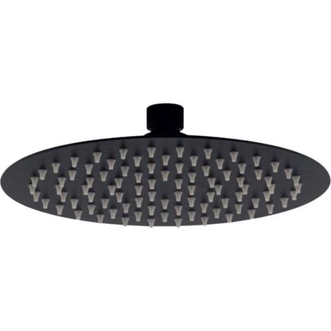 Pomme de douche ronde ultra-fine, noire mate et anti-calcaire