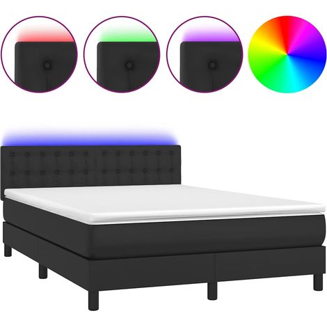 Maison Exclusive - Sommier à lattes de lit avec matelas et LED Noir 140x200cm (1/5)