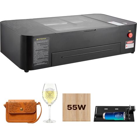 Mophorn CO2-Lasergravierer 55W, Laserschneidmaschine 500x300 mm, Tischgerät mit 16-MP-Kamera, Wasserpumpe & Drehachse, kompatibel mit LightBurn, CorelDRAW & RDWorks, geeignet für Holz, Acryl & Glas