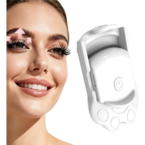 Recourbe-cils électrique rechargeable USB – Chauffage rapide, léger et portable – Poignée antidérapante, design élégant – Convient aux femmes – Blanc (1/5)