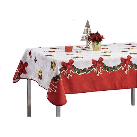 Nappe de Noël motifs Père Noël ou Cloche - Anti tâches - 240x150cm - Cloche (1/4)