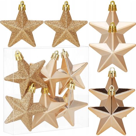 PALLINE PER ALBERO DI NATALE APPENDINI NATALIZI DECORAZIONI NATALIZIE 6 PZ STELLE 7 CM (1/5)