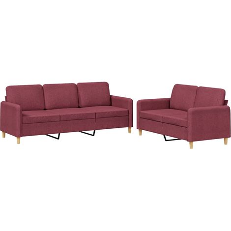 Maison Exclusive - Ensemble de canapés 2 pcs avec coussins Rouge bordeaux Tissu (1/5)