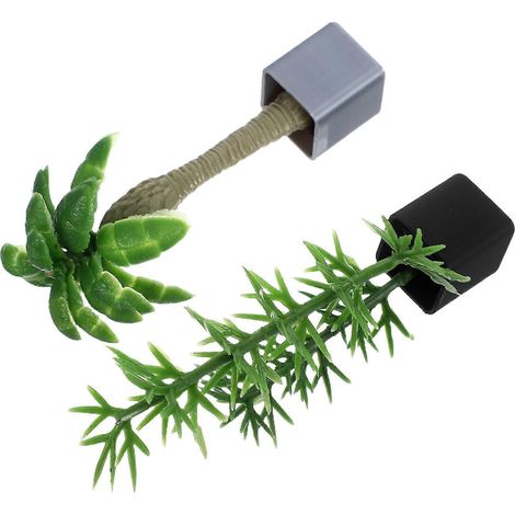 Lot de 2 mini bonsaïs réalistes, palmiers et bambous artificiels, pour décoration intérieure (maison de poupée, bureau, etc.), mini-arbres factices pour table de sable ou maquette. (1/5)
