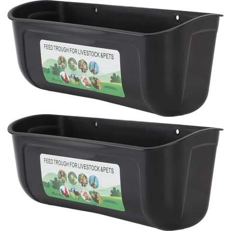 Lot de 2 mangeoires suspendues en plastique pour volailles, oies, moutons, cerfs et chiens (noir). (1/5)
