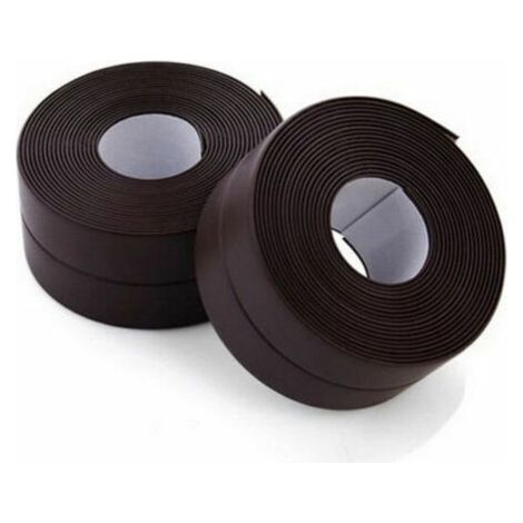 Rouleau d'étanchéité,2 Rouleaux Bande Etancheite Autocollante Imperméable, PVC Ruban Adhesif de Scellage Mural,Douche,Toilette,Cuisine,Salle de Bains (Marron) (1/5)