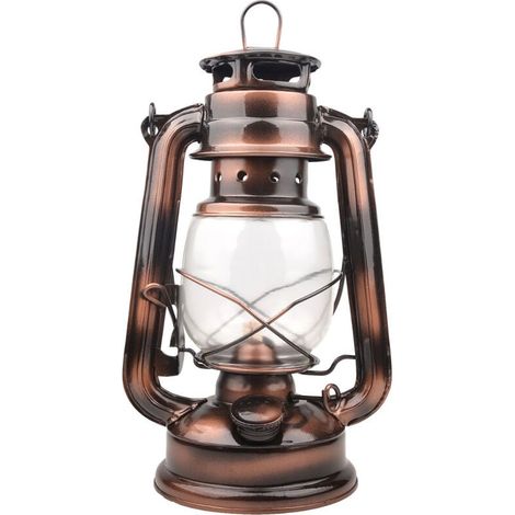 Lanterne de camping à LED - Design rétro - Intensité variable - Fonctionne avec 4 piles AA - 24,5 cm - Blanc chaud,une pièce, (1/5)