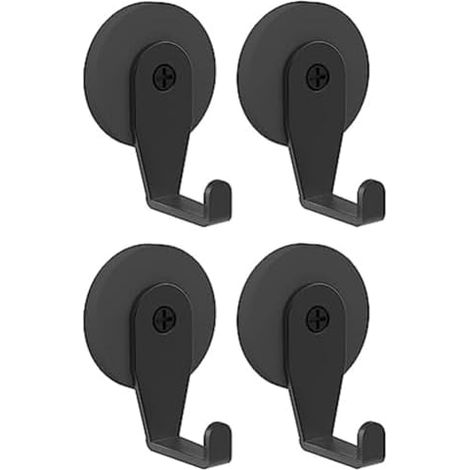 Lot de 4 crochets magnétiques pour outils barbecue avec finition résistante à la rouille et patins antidérapants plus stabilité, conçus se fixer sur des surfaces métalliques Noir - (1/4)
