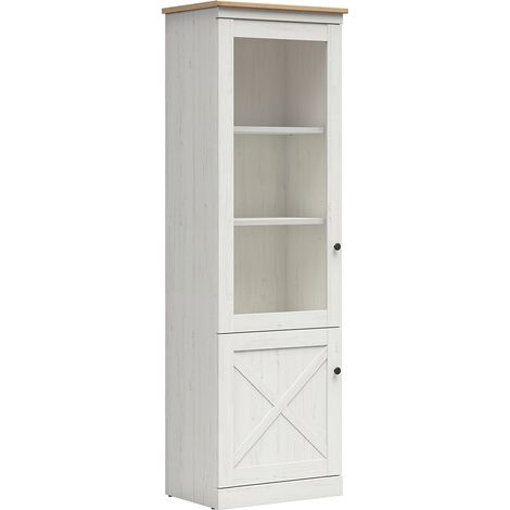 Vitrine 2 portes Victoria Blanc et Bois (1/4)