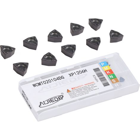 10pcs Fraises CNC, outils de coupe, forets en U, inserts carbure revêtus noirs WCMT020104DG (1/5)