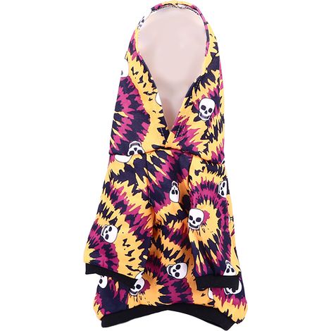 Sweat à capuche pour animaux de compagnie, Halloween, crâne, à la mode, teinture par nouage, chaud et confortable, vêtements d'hiver pour chiens, pour petits et moyens animaux de compagnie (1/5)
