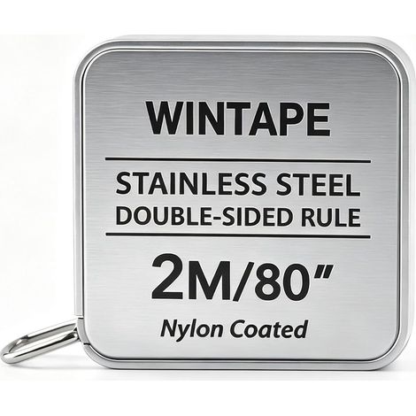 2m Corps du mètre ruban 200 cm / 80 inch, acier inoxydable Ruban à Mesurer (2 m avec porte-clés, Rostfreier Stahl Ruban à Mesurer, aus Metall), argent (1/5)