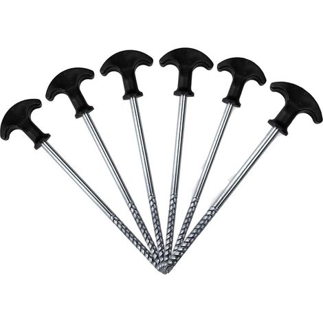 Tent Stake - Screw Design - T-Shaped Head - For Hard Ground Frozen Soil Ice - 6 Pieces (1/5)