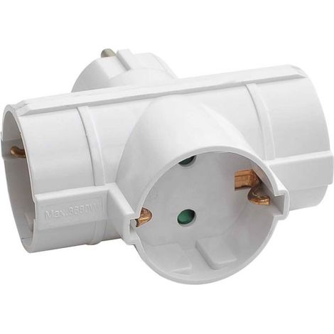 7hSevenOn 3-fach Schuko-Adapter/Stecker, seitlich montiert, weiß