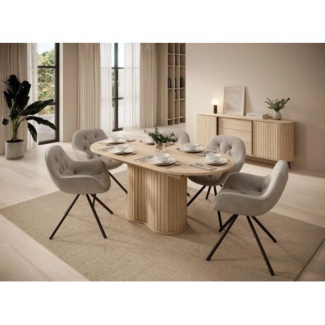 AX LIVING Sanremi ovaler Esstisch ausziehbar Eiche Cremona 180-220 cm