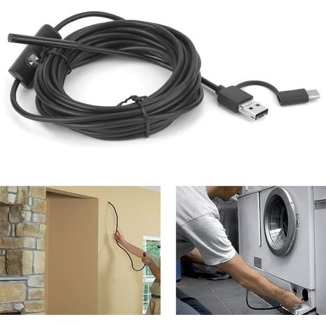 Y102 USB 3-in-1 Endoskop mit 5,5-mm-Objektiv, 6 LEDs, 5-m-Kabel und IP67-wasserdichter Inspektionskamera (1/5)