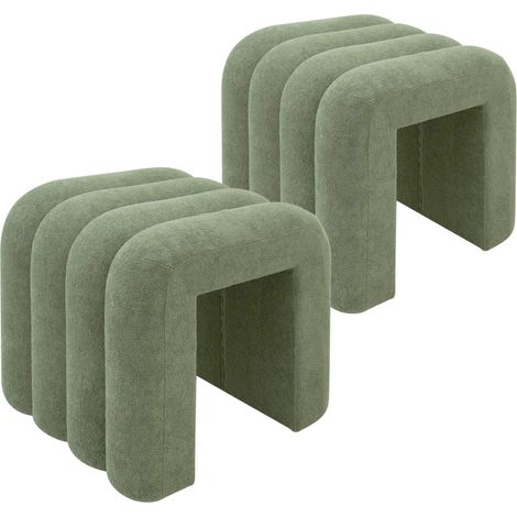 Puf Rebecca Mobili Bamya 40x38x40 Tela de Poliéster MDF Verde Oscuro Moderno CONJUNTO 2 pzs (1/5)