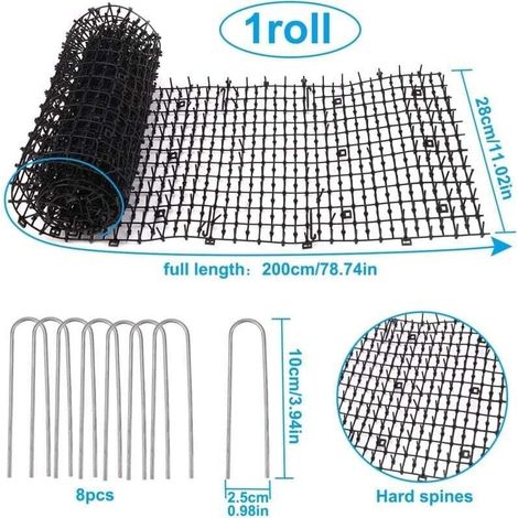 Tapetes repelentes para gatos (200 unidades, 28 cm) - Plástico con 8 puntas repelentes - Protección para plantas de jardín y exterior - Antideslizantes - Para jardineros y dueños de gatos (1/4)