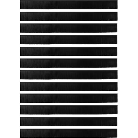Brosses de porte adhésives 12 pcs Noir 100 cm