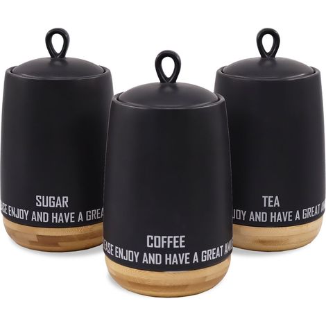 Juego de 3 recipientes de cerámica para café, té y azúcar MAESTRO Eco Style MR-20029-03CS (1/4)