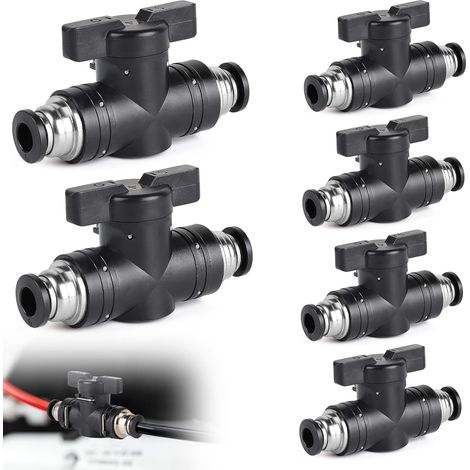 x 6 mm Pneumatik-Anschluss Luftstromregelventil, gerades pneumatisches Absperrventil mit Schnellanschluss (BUC6)
