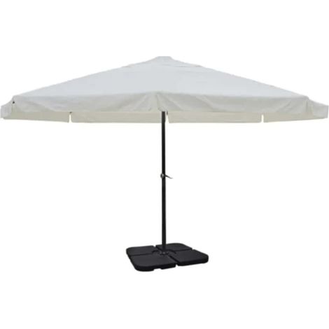 Parasol - Parasol de Jardin Parasol droit blanc en aluminium avec base mobile BV305048 - BonneVie (1/5)