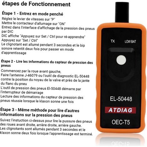 Outil d'activation du capteur de moniteur de pression des pneus EL-50448 OEC-T5. (1/5)