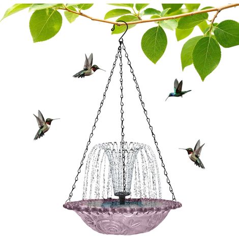 1 Bain D'oiseaux Solaire, Cascade Métal Et Plastique, 23,5x45 Cm, Pour Jardin Et Patio (1/5)