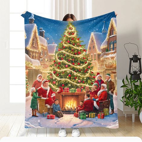 Plaid De Noël En Flanelle - Couverture Douce Et Chaude Pour Canapé Ou Lit - Décoration Festive Hivernale - 70 x 100 cm - 1 Pièce (1/5)