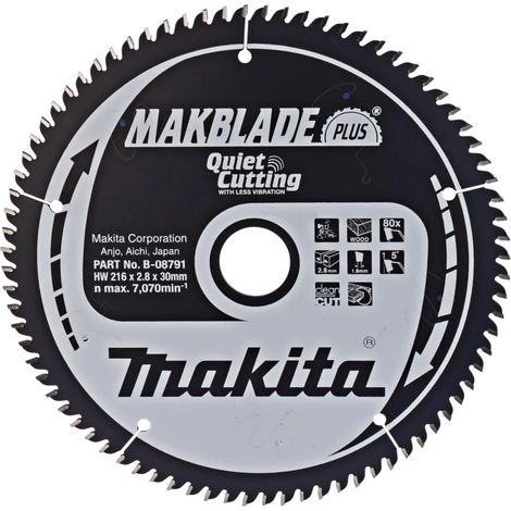 Makita - Lame de scie circulaire à bois, 216x30 mm, 80 dents B-08791