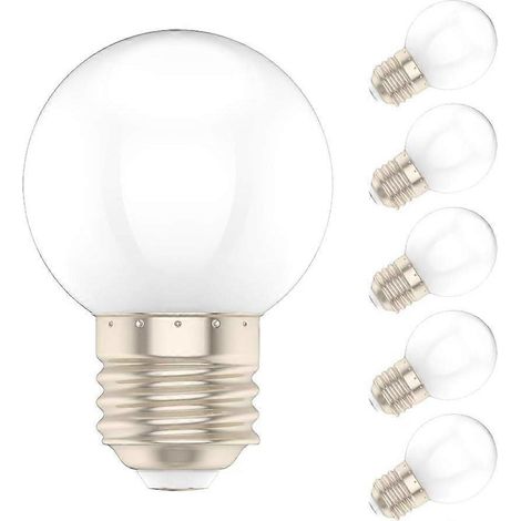 5 ampoules LED E27 à lumière chaude 1W, 100 lm, faible consommation, lampe décorative, AC220V-240V [Classe énergétique A+] (1/4)