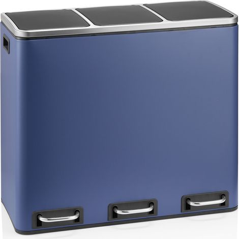 Collecteur de déchets / système de tri des déchets Clean 9 - 54L (3x18L) acier bleu marine hjh OFFICE