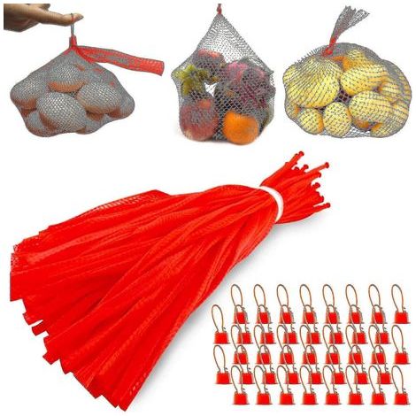 Lot de 200 sacs à provisions en filet, sacs en filet réutilisables, sacs à œufs, sacs à fruits. (1/5)