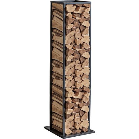 Range-Bûches Intérieur VEVOR Support à Bois de Cheminée en Acier Q195 Noir 330x320x1120 mm Charge 45,4 kg (1/5)
