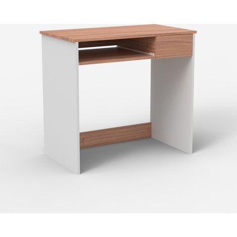 Scrivania salvaspazio 80cm ufficio smart working bianca e legno Madrid