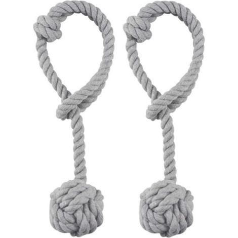 Curtain tiebacks - Curtain cord - Cotton thread - 2 pieces - 65 cm - Grey