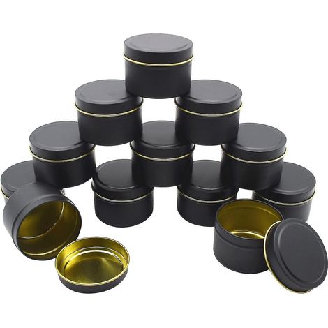 Lot de 12 pots à bougie vides de 113 ml (4 oz) avec couvercles, en métal doré décoratif sans soudure de 7,6 cm (3 pouces). (1/5)
