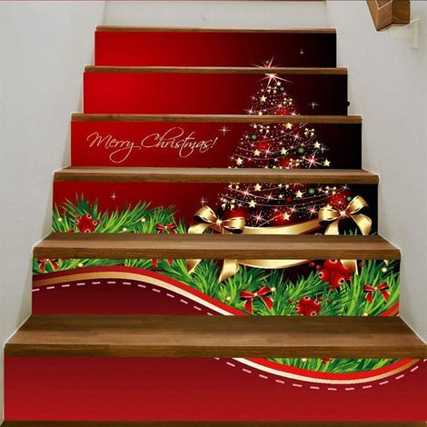 3D De Noël Escaliers Décoratifs Riser Sticker Escalier Autocollants Famille Décor Escalier Decal Escalier Murale Stickers Imperméable Vacances Décoration De Noël(Tour de noel) (1/3)