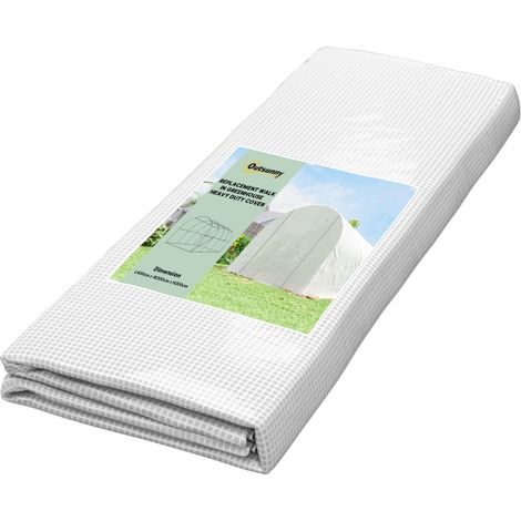 Funda de recambio para invernadero 4 x 2 x 2 m de polietileno blanco con puerta y 8 ventanas (1/3)