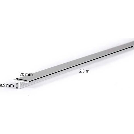 Profilo listello a "t" in alluminio 2,5 metri : Modello - 20MM SATINATO
