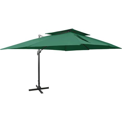 Parasol déporté à double toit - Parasol de Jardin Parasol de balcon Vert 400x300 cm BV906329 - BonneVie (1/5)
