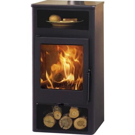 Panadero – Poêle à bois 5,9 kW – Longueur max bûche 40 cm – Intérieur en vermiculite – Triple combustion – Pour pièces jusqu'à 180 m3