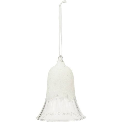 Decoración árbol de Navidad campana de cristal purpurina blanca 10cm - Atmosphera créateur d'intérieur